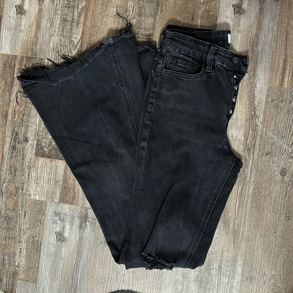 Vervet Black Distressed Flare Jeans Size 26 Inseam 34
